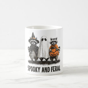 Spooky And Feral Halloween Cute Ghost Raccoon Coffee Mug