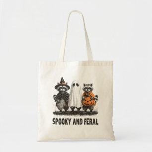 Spooky And Feral Halloween Cute Ghost Raccoon Tote Bag