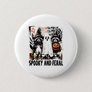 Spooky And Feral Halloween Cute Ghost Raccoon Tric 2 Inch Round Button
