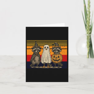 Spooky And Feral Halloween Cute Ghost Raccoon Tric Card
