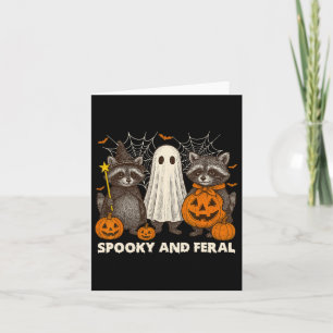 Spooky And Feral Halloween Cute Ghost Raccoon Tric Card