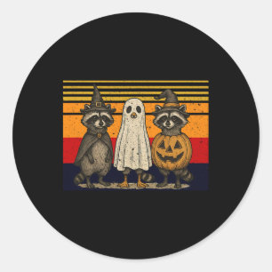 Spooky And Feral Halloween Cute Ghost Raccoon Tric Classic Round Sticker