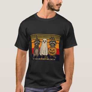 Spooky And Feral Halloween Cute Ghost Raccoon Tric T-Shirt