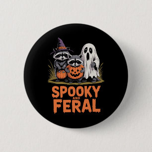 Spooky And Feral Halloween Ghost Raccoon Opossum 2 Inch Round Button