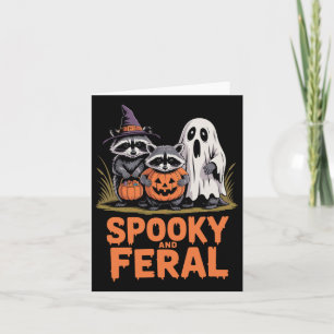 Spooky And Feral Halloween Ghost Raccoon Opossum  Card