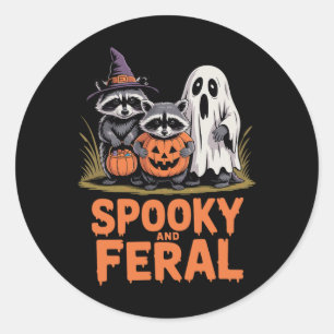 Spooky And Feral Halloween Ghost Raccoon Opossum Classic Round Sticker