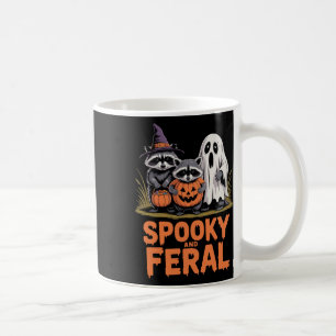 Spooky And Feral Halloween Ghost Raccoon Opossum  Coffee Mug