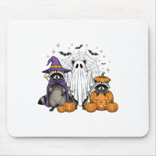 Spooky And Feral Halloween Raccoon Ghost Witch Tri Mouse Pad