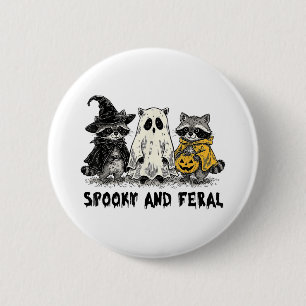 Spooky And Feral Halloween Raccoon Spooky Season T 2 Inch Round Button