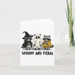 Spooky And Feral Halloween Raccoon Spooky Season T Card