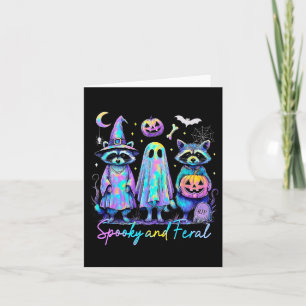 Spooky And Feral Halloween Raccoon Witch Ghost Jac Card