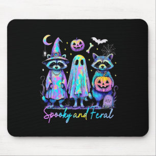 Spooky And Feral Halloween Raccoon Witch Ghost Jac Mouse Pad