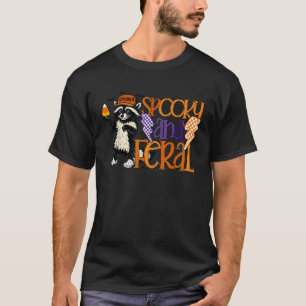 Spooky And Feral Raccoon Halloween Cute Pumpkin T-Shirt