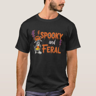 Spooky And Feral Raccoon Halloween Retro Cute Ghos T-Shirt