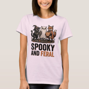 Spooky And Feral Vintage Woodland Animals Hallowee T-Shirt