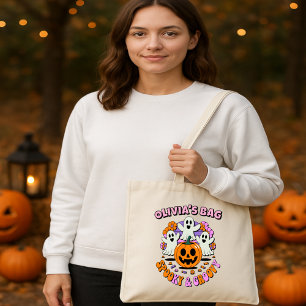 Spooky and Groovy Personalized Halloween Candy Tote Bag