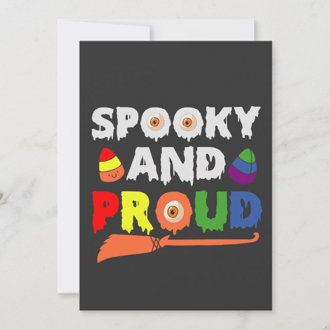 Spooky And Proud Funny LGBT Ally Pride Halloween  Invitation (Front)