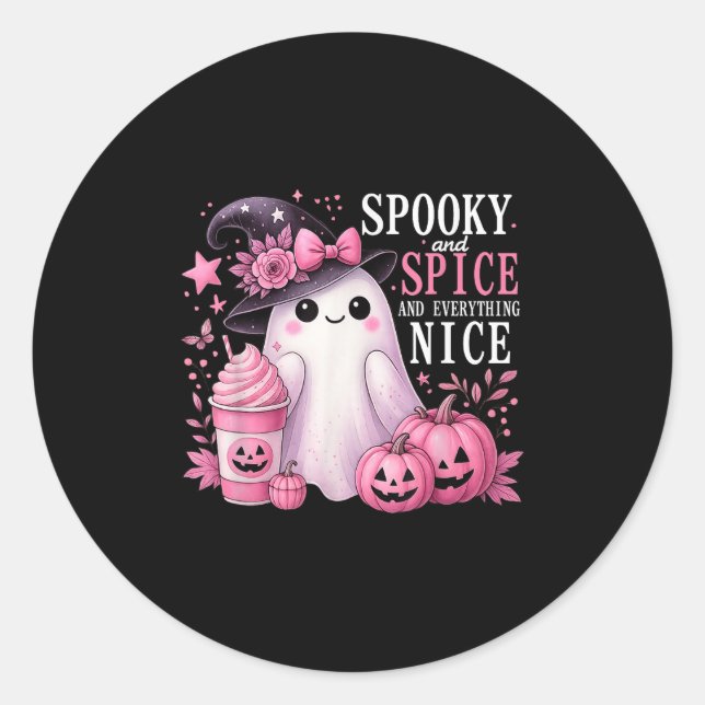 Spooky And Spice And Everything Nice Halloween Pin Classic Round Sticker (Front)