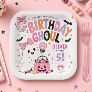 Spooky and Sweet Birthday Ghoul Personalized Paper Plate