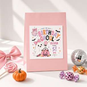 Spooky and Sweet Birthday Ghoul Personalized  Square Sticker