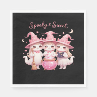 Spooky and Sweet Cute Witch Cat Oversized T-Shirt Napkin