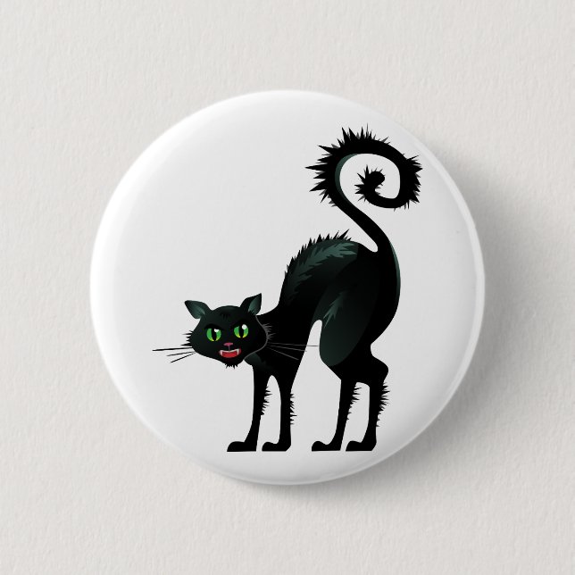 Spooky Angry Black Cat 2 Inch Round Button (Front)