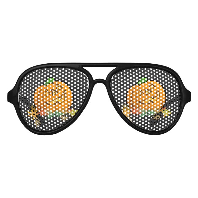 Spooky Animals Pumpkin Aviator Sunglasses (Front)