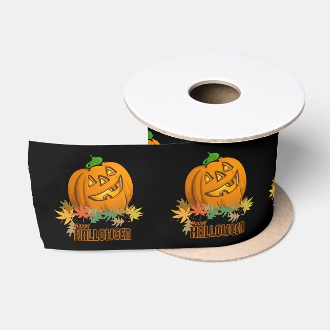 Spooky Animals Pumpkin Satin Ribbon (Spool)