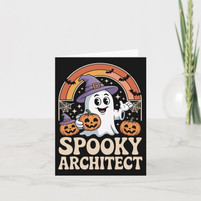 Spooky Architect Ghost Pumpkin Architecture Hallow Card (Front)