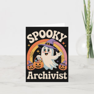 Spooky Archivist Cute Ghost Pumpkin Archives Hallo Card