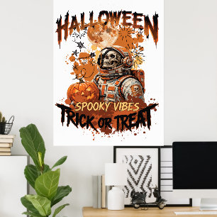 Spooky Astronaut Halloween Poster Trick or Treat