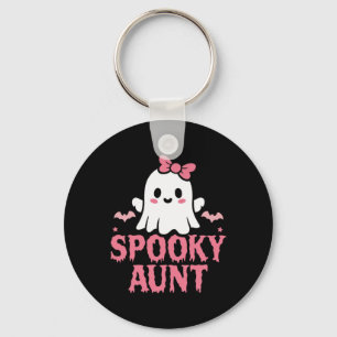 Spooky Aunt Family Cute Pink White Ghost Boo Hallo Keychain