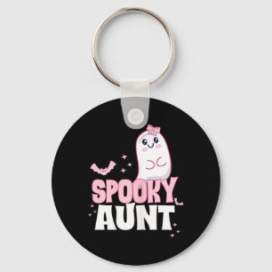 Spooky Aunt Family Cute Pink White Ghost Boo Keychain