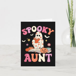 Spooky Aunt Retro Groovy Floral Ghost Halloween Co Card