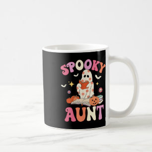 Spooky Aunt Retro Groovy Floral Ghost Halloween Co Coffee Mug