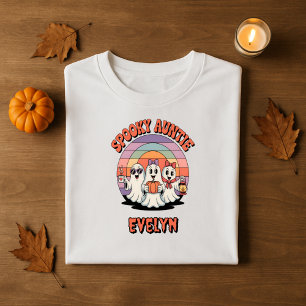 Spooky Auntie Retro ghost Halloween Womens T-Shirt