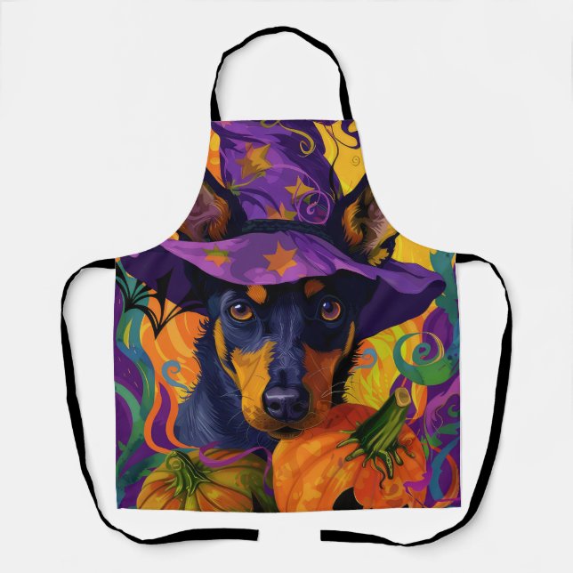Spooky Australian Kelpie Halloween Pumpkin Apron (Front)