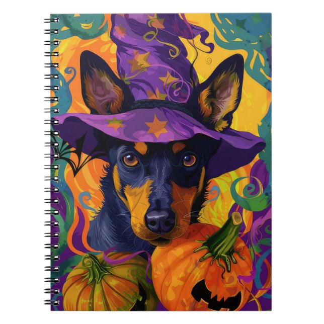 Spooky Australian Kelpie Halloween Pumpkin Notebook (Front)