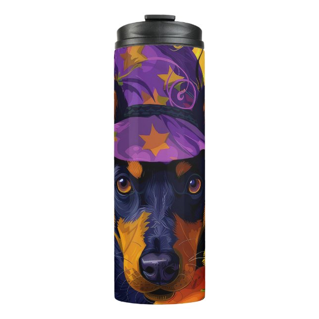 Spooky Australian Kelpie Halloween Pumpkin Thermal Tumbler (Front)