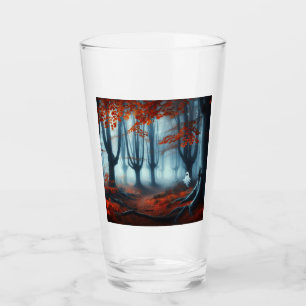 Spooky Autumn woods with a ghost Glass