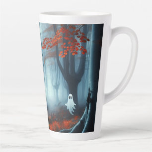 Spooky Autumn woods with a ghost Latte Mug