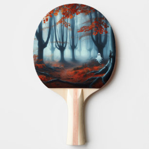 Spooky Autumn woods with a ghost Ping Pong Paddle