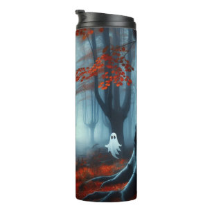 Spooky Autumn woods with a ghost Thermal Tumbler