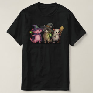 Spooky Axolotl Raccoon Halloween Bites Scary T-Shirt