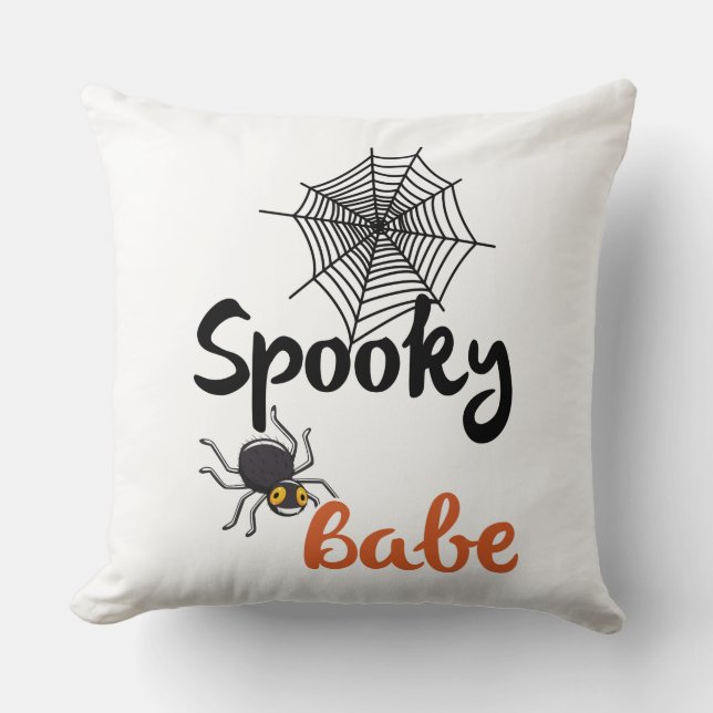 Spooky Babe – Cute Halloween Design Throw Pillow (Front)