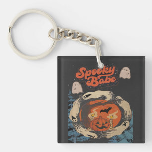 Spooky Babe Cute Halloween Ghost Quote Keychain