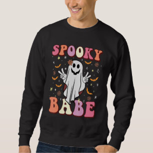 Spooky Babe  Spooky Season Halloween Groovy Retro  Sweatshirt