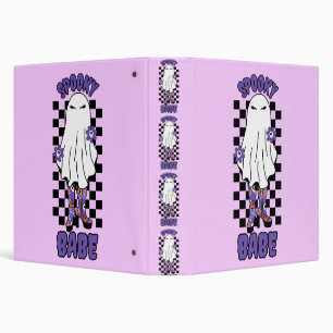  "Spooky Babe" Woman Halloween Ghost Retro Purple Binder