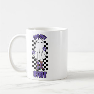 "Spooky Babe" Woman Halloween Ghost Retro Purple Coffee Mug