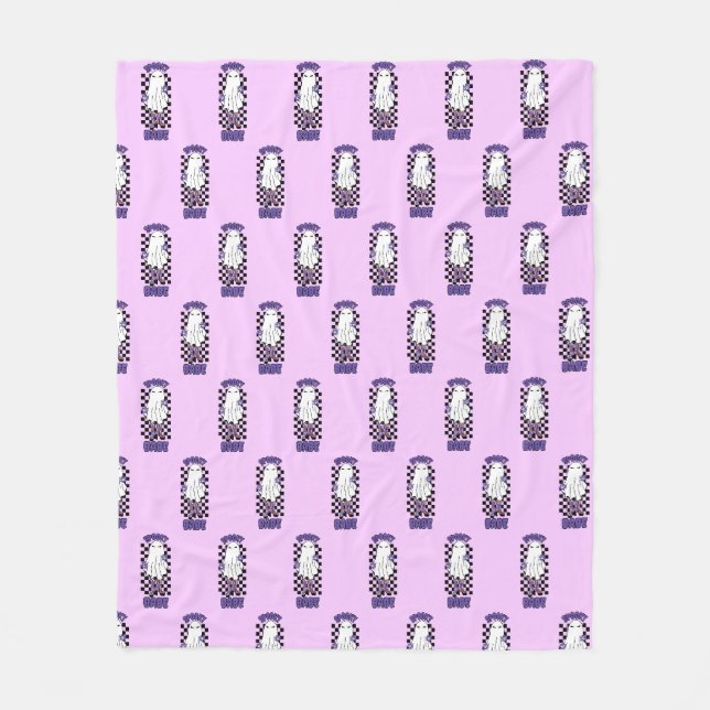  "Spooky Babe" Woman Halloween Ghost Retro Purple Fleece Blanket (Front)